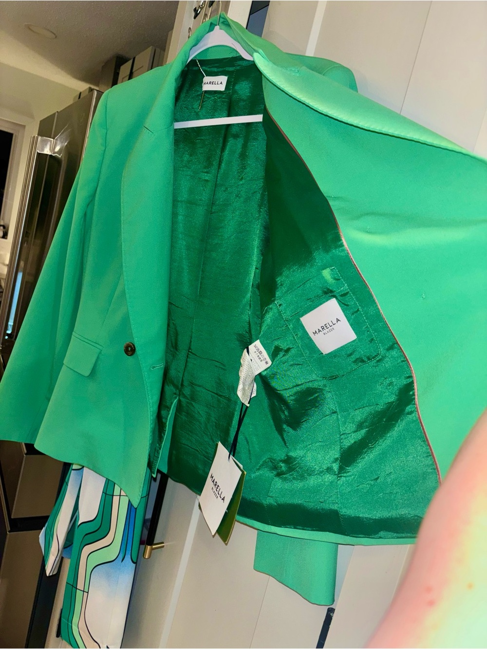 MARELLA 365. ART Green & Teal Geometric Pantsuit - Pants Only - Picture 2 of 5